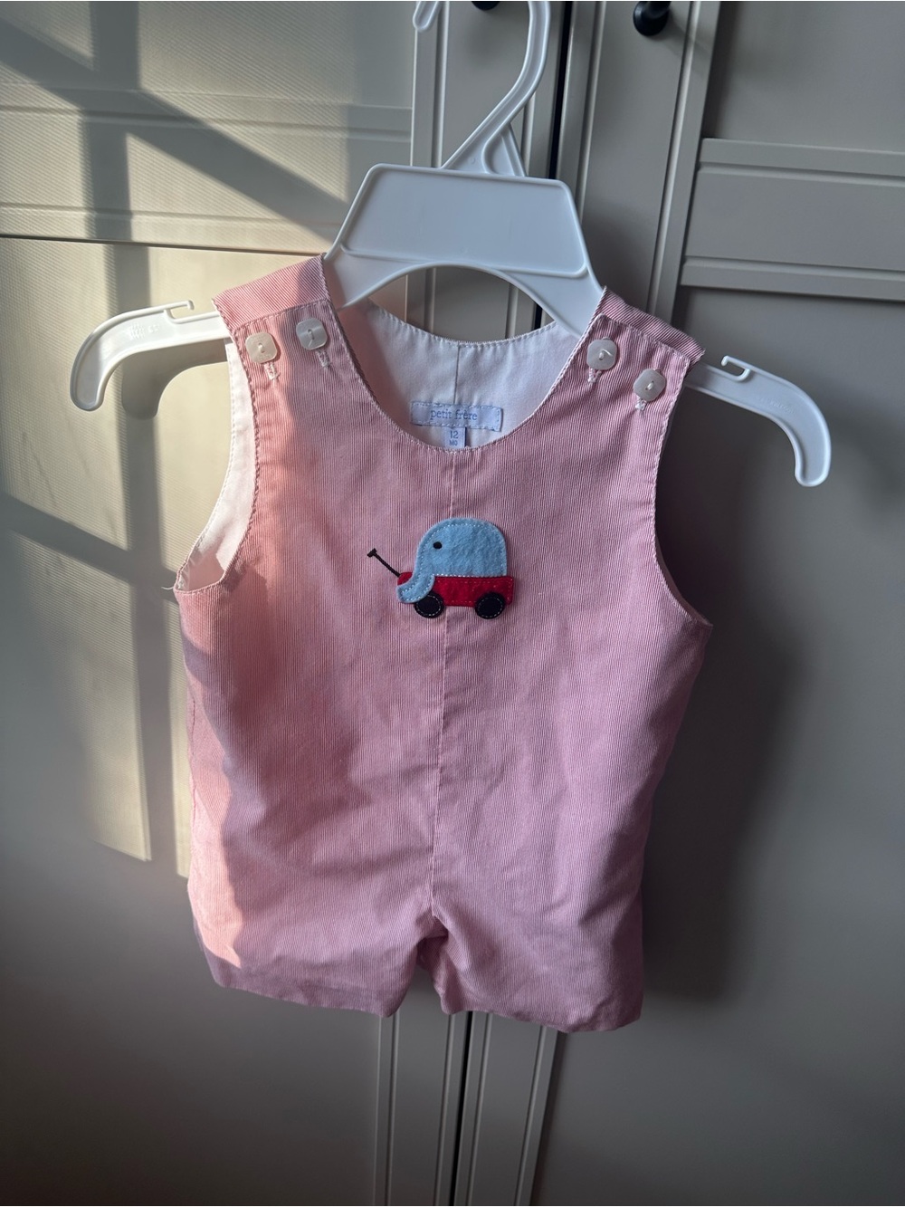 Pink Baby One-Piece Romper with Elephant Appliqué